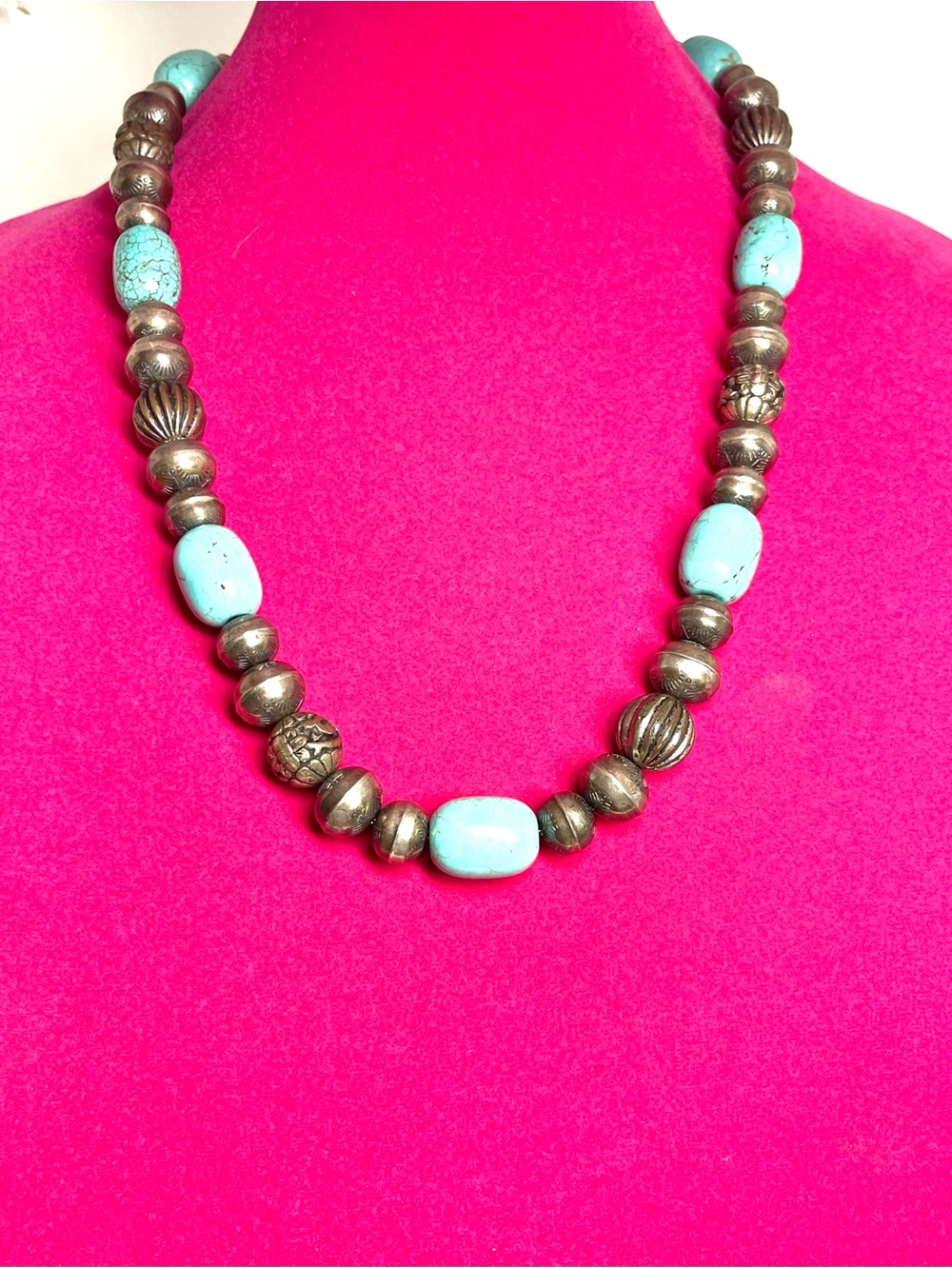 Estate Silver and Turquoise Necklace